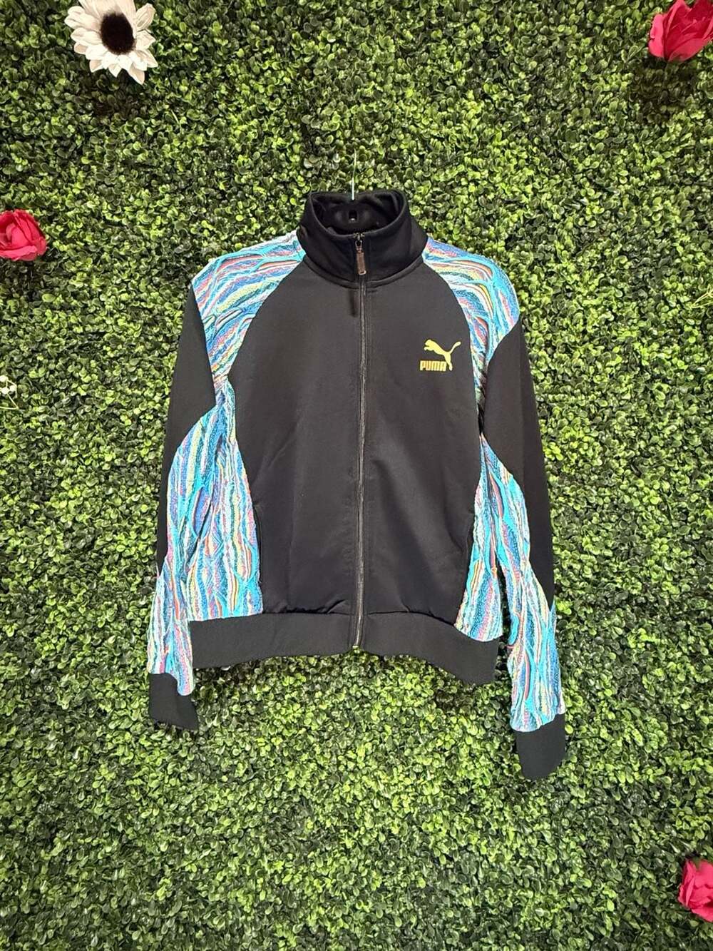 Puma Coogi Womens Track Jacket Size Medium Black Blue TL38011 578838 01